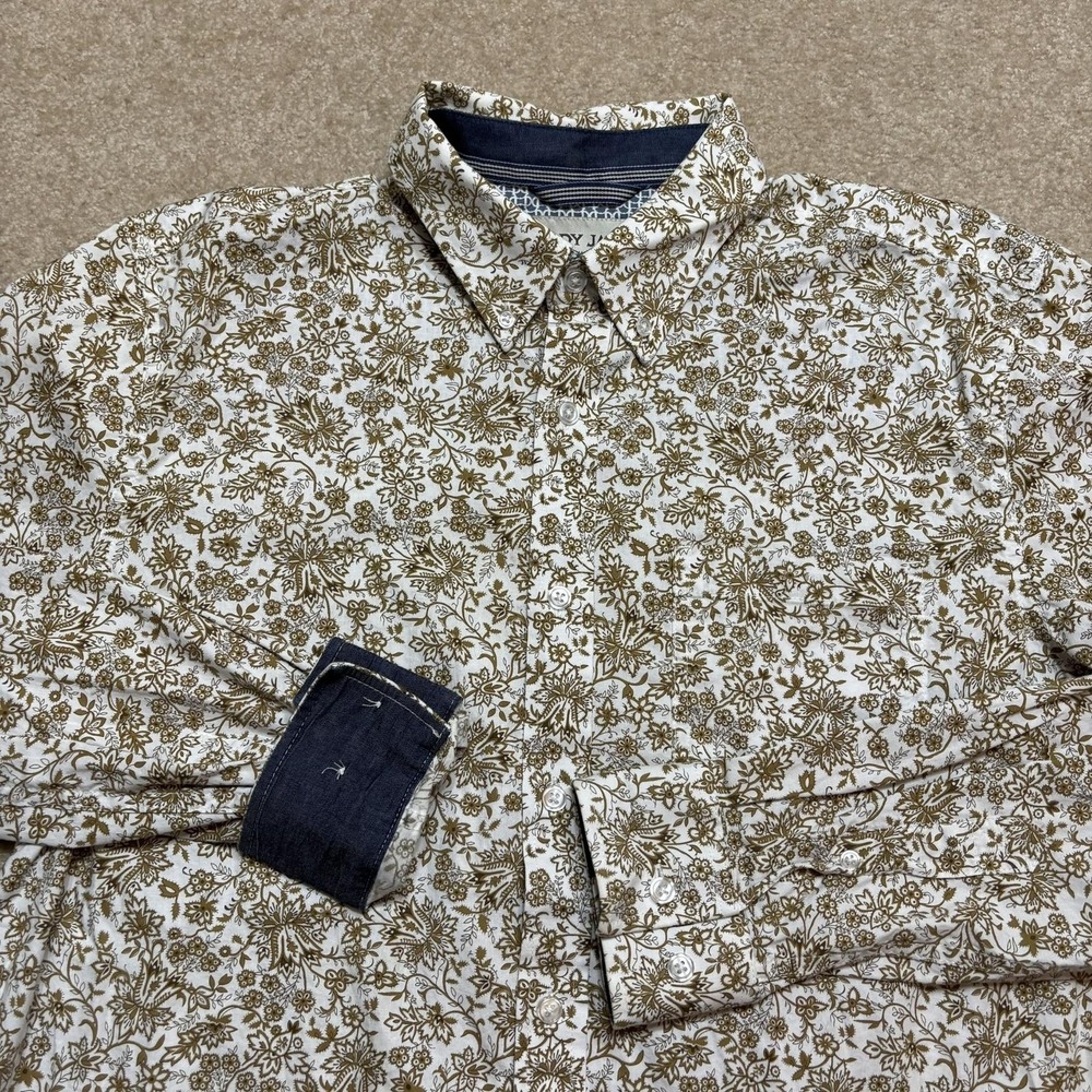 Cody James Shirt Mens Medium White Floral Western Snap Button Up Stretch Cowboy